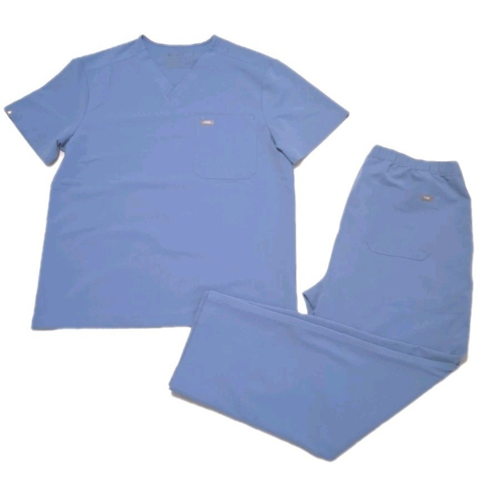 FIGS Medical Tech Collection Womens Scrubs Set Size M Top & Pants L/S Ceil Blue